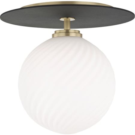 Mitzi Ellis Single Light 10-1/4" Wide LED Semi-Flush Globe Ceiling Fixture Aged Brass / Black