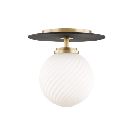 Mitzi Ellis Single Light 7" Wide LED Semi-Flush Globe Ceiling Fixture Aged Brass / Black