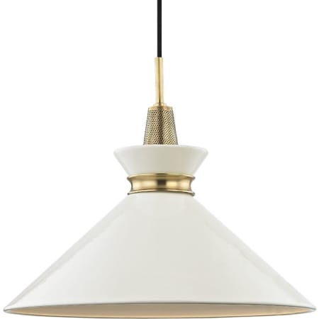 Mitzi Kiki Single Light 18" Wide Pendant Aged Brass / Cream