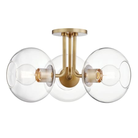 Mitzi Margot 3 Light 20" Wide Semi-Flush Ceiling Fixture Aged Brass
