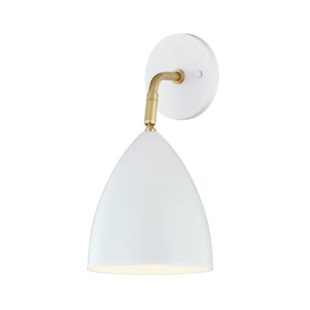 Mitzi Gia Single Light 13" Tall Bathroom Sconce Aged Brass / White