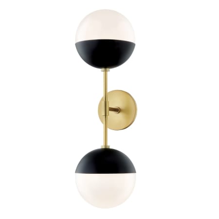 Mitzi Renee 2 Light 22" Tall Wall Sconce with Frosted Glass Shades Aged Brass / Black