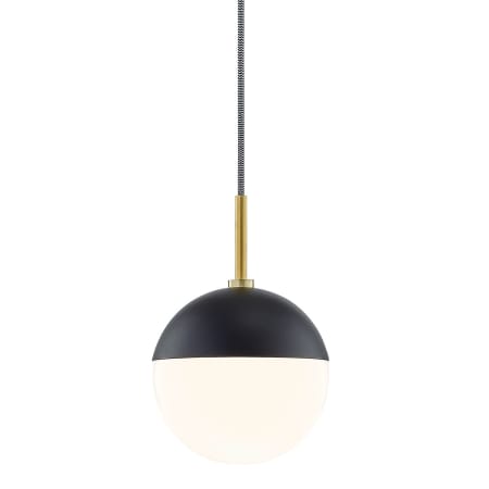 Mitzi Renee 7" Wide Single Pendant with Frosted Glass Shade Aged Brass / Black