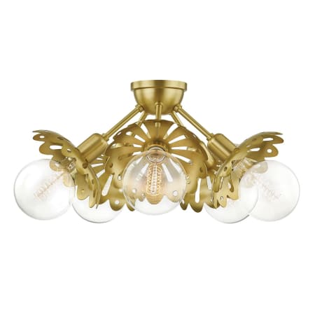 Mitzi Alyssa 5 Light 24" Wide Incandescent Semi-Flush Ceiling Fixture Aged Brass