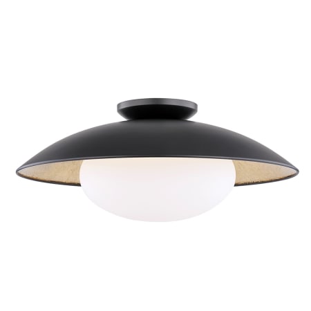 Mitzi Cadence 21" Wide Semi-Flush Ceiling Fixture Black Lustro / Gold Leaf