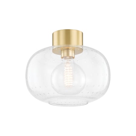 Mitzi Harlow Single Light 12" Wide Semi-Flush Ceiling Fixture Aged Brass