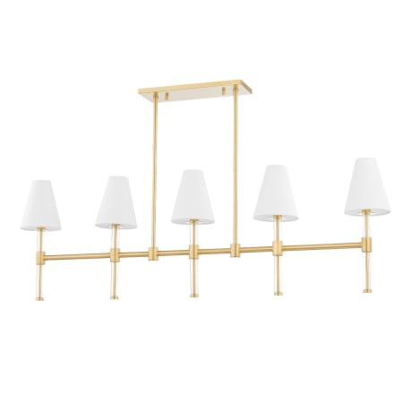 Mitzi Janelle 5 Light 45" Wide Linear Pendant Aged Brass
