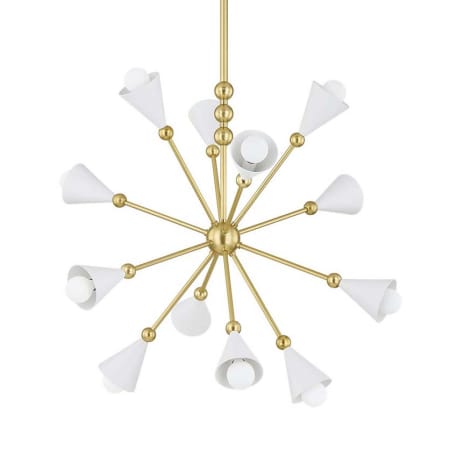 Mitzi Hikari 12 Light 29" Wide Sputnik Chandelier Aged Brass / Soft White
