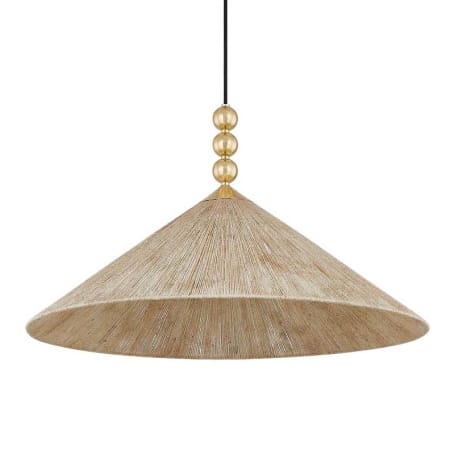 Mitzi Song 30" Wide Wood Pendant Aged Brass