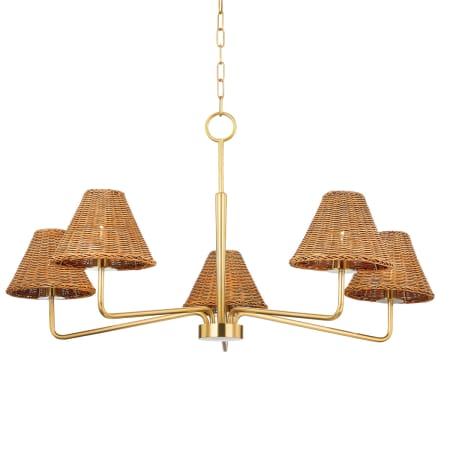 Mitzi Issa 5 Light 40" Wide Chandelier Aged Brass