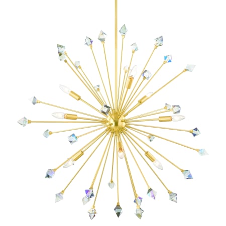 Mitzi Genesis 9 Light 37" Wide Crystal Sputnik Chandelier Aged Brass
