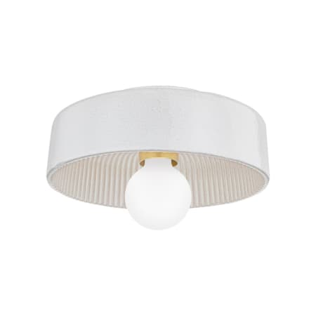 Mitzi Ray 11" Wide Flush Mount Drum Ceiling Fixture Aged Brass / Ceramic Reactive White