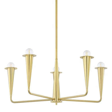 Mitzi Danna 5 Light 30" Wide Candle Style Chandelier Aged Brass