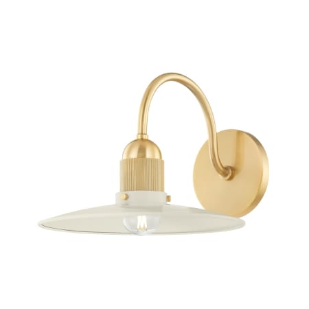 Mitzi Leanna 9" Tall Wall Sconce Aged Brass / Soft Cream
