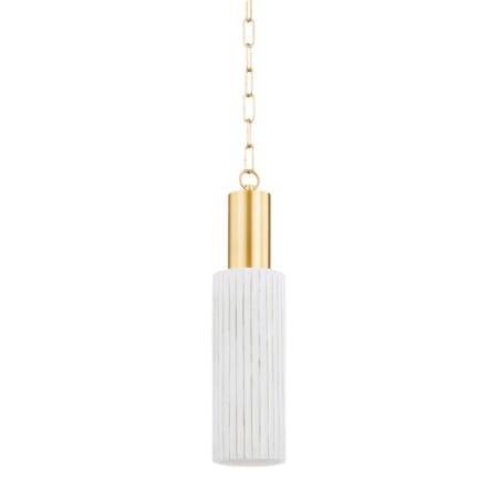 Mitzi Corissa 21" Tall Ceramic Pendant Aged Brass / Ceramic Whitewash Bisque
