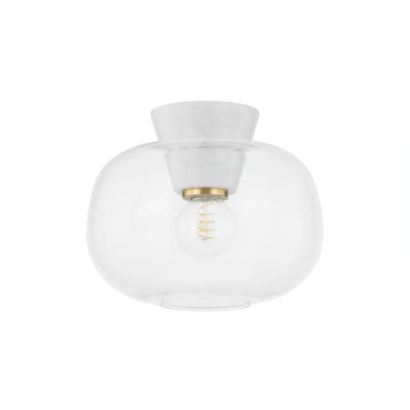 Mitzi Ariella 12" Wide Semi-Flush Globe Ceiling Fixture Aged Brass