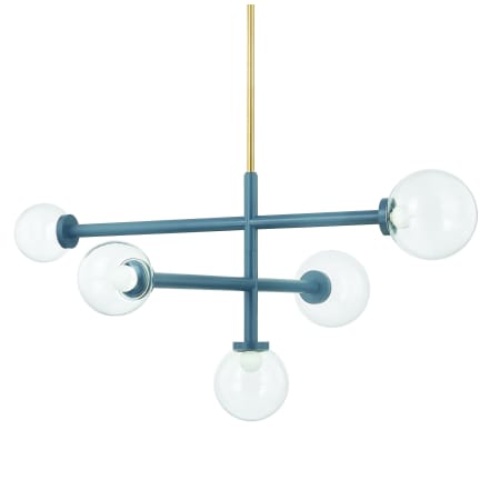Mitzi Sia 5 Light 43" Wide Chandelier Aged Brass / Slate Blue