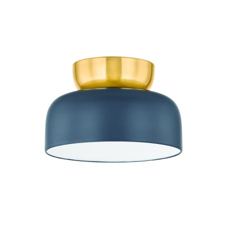 Mitzi Batya 13" Wide Flush Mount Ceiling Fixture Aged Brass / Slate Blue