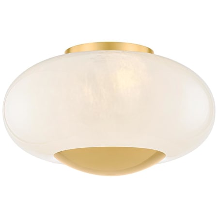 Mitzi Lottie 2 Light 14" Wide Flush Mount Ceiling Fixture Aged Brass