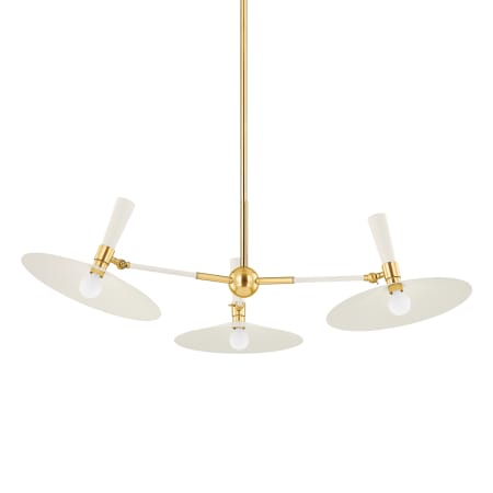 Mitzi Milena 3 Light 42" Wide Chandelier Aged Brass / Soft Cream