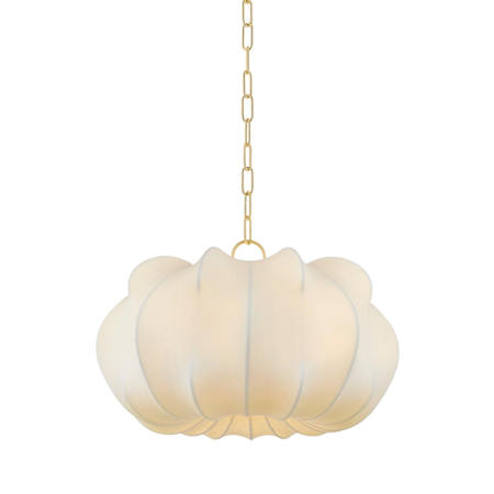 Mitzi Keilah 24" Wide Pendant with Polymer Fabric Shade Aged Brass