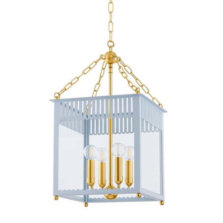 Mitzi Rosalie 4 Light 14" Wide Pendant Aged Brass / Soft Arctic Blue