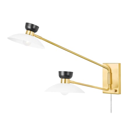 Mitzi Whitley 2 Light 20" Tall Adjustable Arm Plug-In Wall Sconce Aged Brass