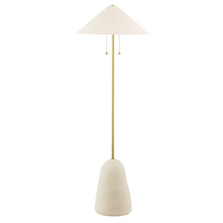 Mitzi Maia 2 Light 67" Tall Accent Floor Lamp Aged Brass / Ceramic Textured Beige