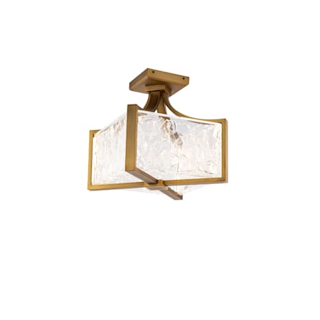 Modern Forms Emblem 11" Wide 3000K LED Semi-Flush Square Ceiling Fixture with Crystal Shade Aged Brass