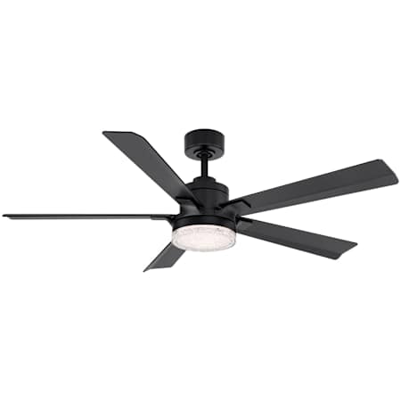 Modern Forms Radiant 56 56" 5 Blade Indoor / Outdoor Smart LED Ceiling Fan with Reclaimed Crystal Shade Matte Black