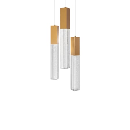 Modern Forms Cinema 12" Wide LED Crystal Multi Light Pendant with Clear, Seedy Crystal Shades Aged Brass