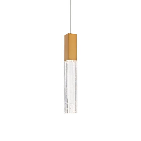 Modern Forms Cinema 2" Wide LED Crystal Mini Pendant with Clear, Seedy Crystal Shade - 2700K Aged Brass