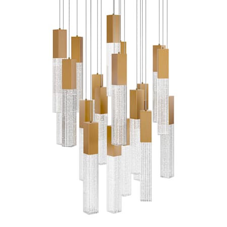 Modern Forms Cinema 25" Wide LED Crystal Multi Light Pendant with Clear, Seedy Crystal Shades Aged Brass