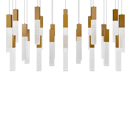 Modern Forms Cinema 54" Wide LED Crystal Linear Pendant with Clear, Seedy Crystal Shades Aged Brass