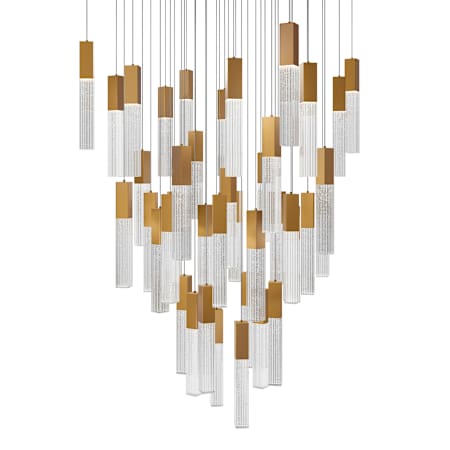 Modern Forms Cinema 36" Wide LED Crystal Multi Light Pendant with Clear, Seedy Crystal Shades Aged Brass