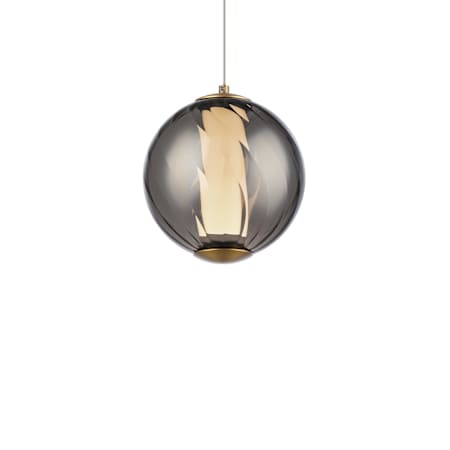 Modern Forms Swirly 6" Wide LED Mini Pendant with Smoked Glass Shade - 3500K Aged Brass
