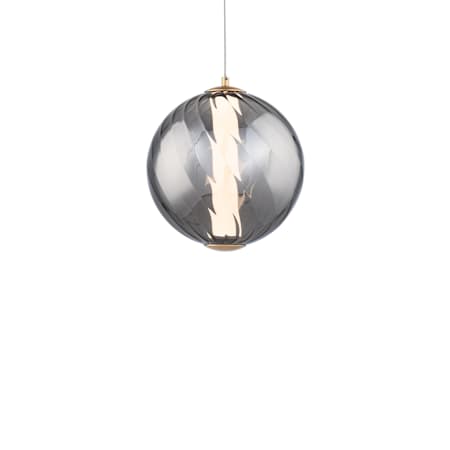 Modern Forms Swirly 10" Wide LED Mini Pendant with Smoked Glass Shade - 3500K Aged Brass