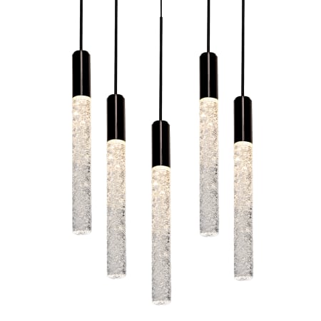 Modern Forms Magic 5 Light 17" Wide LED Multi Light Pendant with Piastra Crystal Shades Black