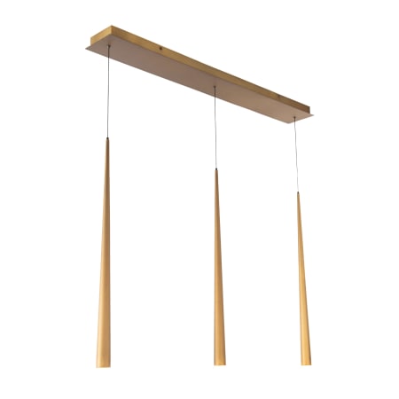 Modern Forms Cascade 3 Light 40" Wide LED Crystal Linear Multi Light Pendant with Frosted Glass Endcap Shades Aged Brass