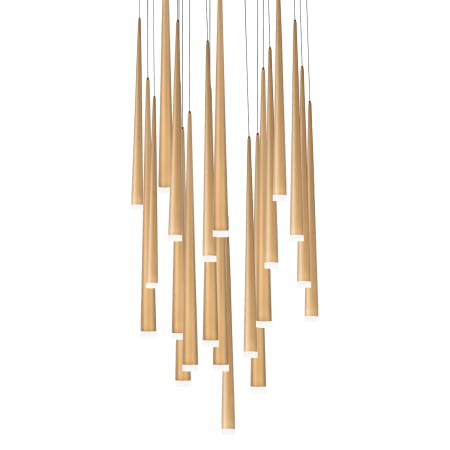 Modern Forms Cascade 21 Light 26" Wide LED Crystal Multi Light Pendant with Frosted Glass Endcap Shades Aged Brass