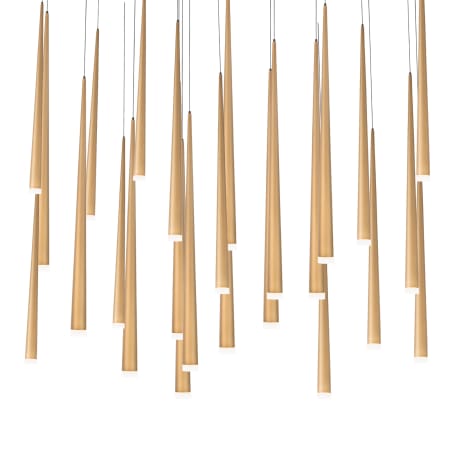 Modern Forms Cascade 23 Light 54" Wide LED Crystal Linear Multi Light Pendant with Frosted Glass Endcap Shades Aged Brass