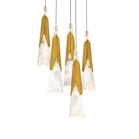 Modern Forms Kilt 5 Light 17" Wide LED Suspension Multi Light Pendant Aged Brass