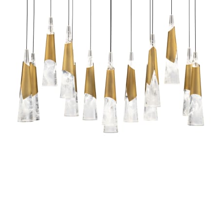 Modern Forms Kilt 14 Light 10" Wide LED Suspension Multi Light Pendant Aged Brass