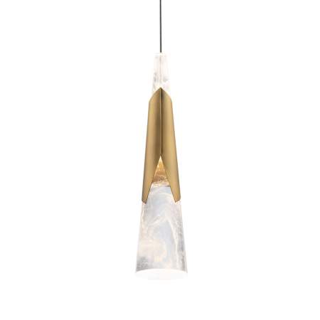 Modern Forms Kilt 4" Wide LED Suspension Mini Pendant Aged Brass
