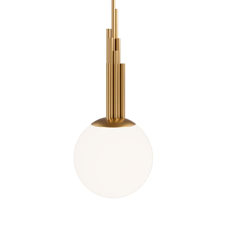 Modern Forms Sybil 10" Wide LED Mini Pendant with Etched, Opal Glass Shade - 4000K Aged Brass