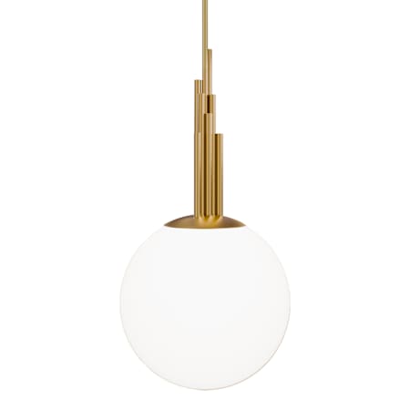 Modern Forms Sybil 14" Wide LED Pendant with Etched, Opal Glass Shade - 2700K Aged Brass