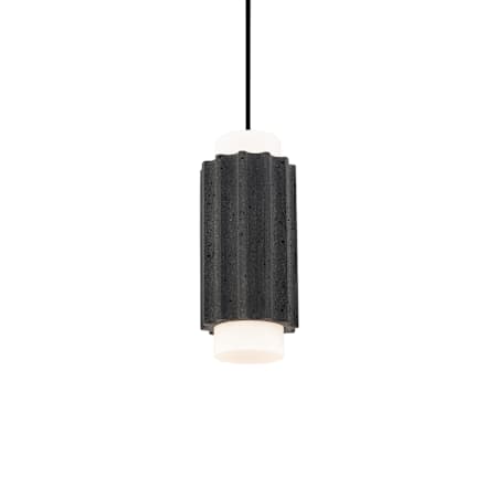 Modern Forms Caviar 7" Wide LED Mini Pendant with Textured Stone Shade - 2700K Basalt Stone / Black