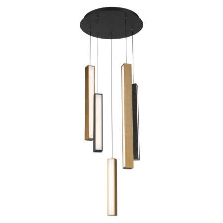 Modern Forms Chaos 5 Light 17" Wide LED Multi Light Pendant Black / Aged Brass