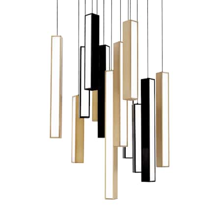 Modern Forms Chaos 13 Light 20" Wide LED Suspension Multi Light Pendant Black / Aged Brass