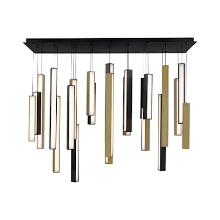 Modern Forms Chaos 23 Light 12" Wide LED Suspension Linear Pendant Black / Aged Brass